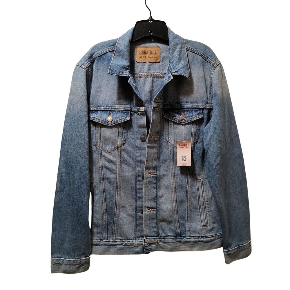 Levi Strauss Signature Denim Trucker Jacket Men M Light Wash Blue Jean Jacket